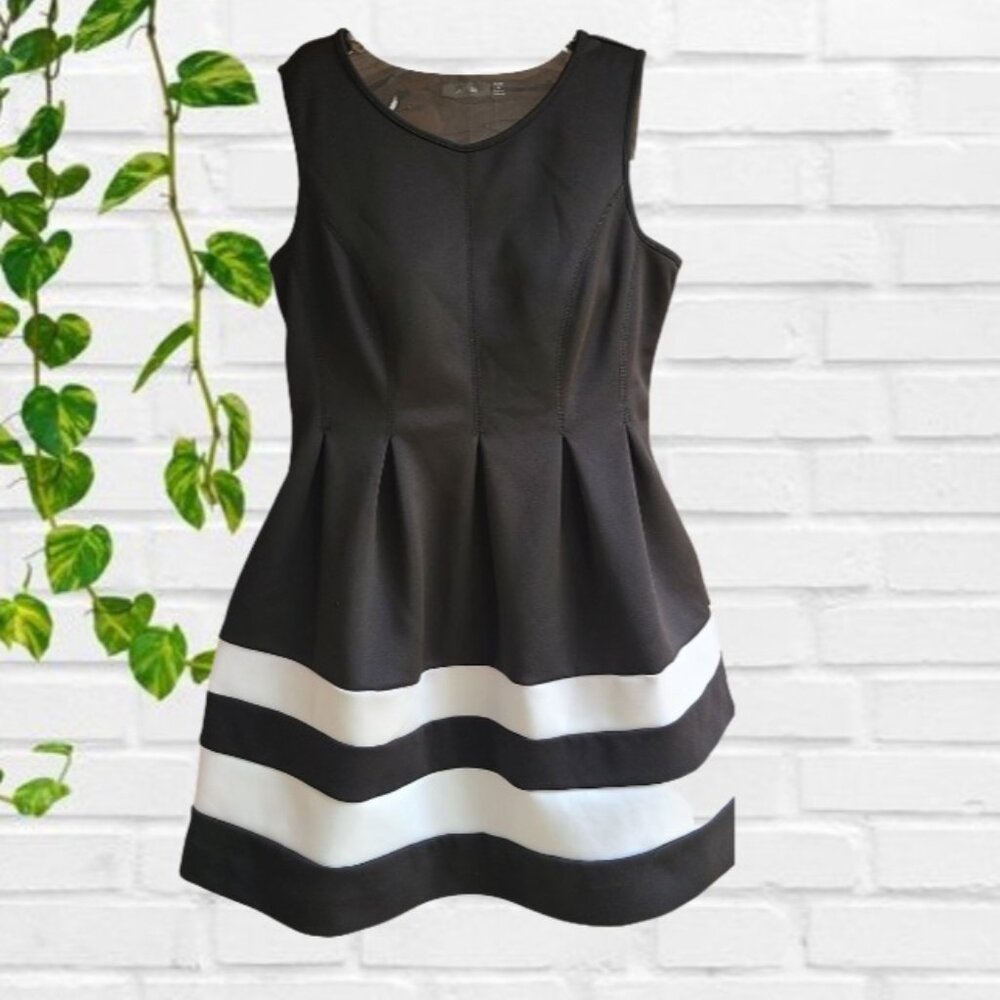 Apt. 9 Black and White Sleeveless Pleated Mini Dress